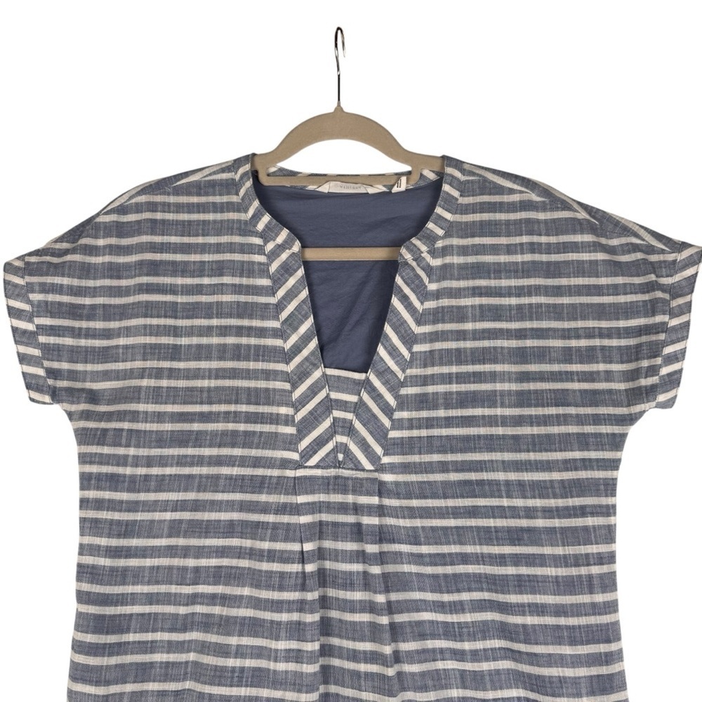 Athleta Stripe Barbados Mini Dress Sz M Cover Up Striped Blue White Cotton - Picture 2 of 7